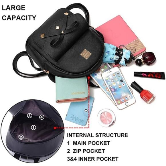 Women's Backpack Purse Fashion Leather Anti-theft Shoulder Bags PU Casual - Picture 4 of 7